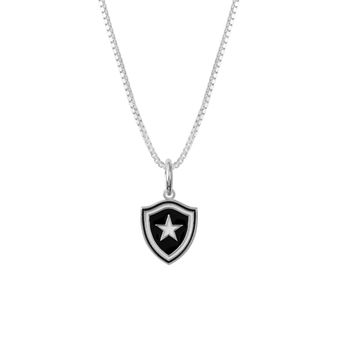 Pingente Botafogo Escudo Mini em Prata 925 Esmaltado + Corrente