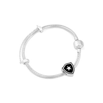 Berloque Botafogo Escudo em Prata 925 Esmaltado + Pulseira